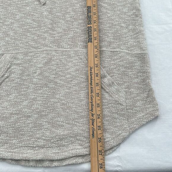 Prana Top W Medium Tan White Pullover Drawstring Cowl Neck Sweatshirt Lightweigt - Picture 8 of 9